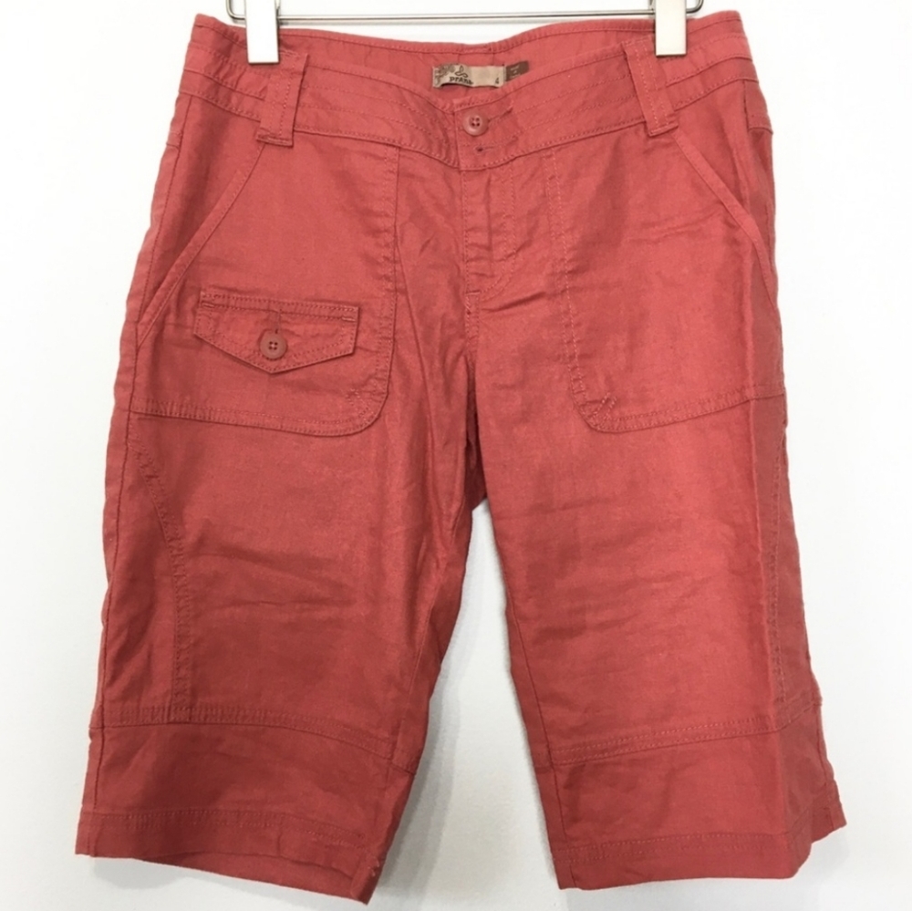PrAna Linen Blend Pockets Casual Coral Shorts 4